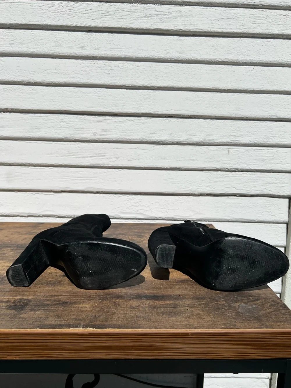 Steve Madden Black Suede Mid-Calf Block Heel Ankle Boots